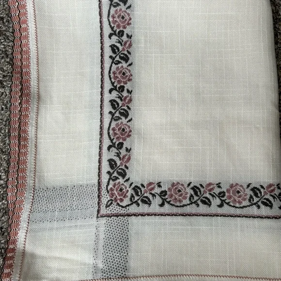 5/$25 Beautiful Embroidered floral tablecloth 64”x52” Made in West Germany - Picture 1 of 10